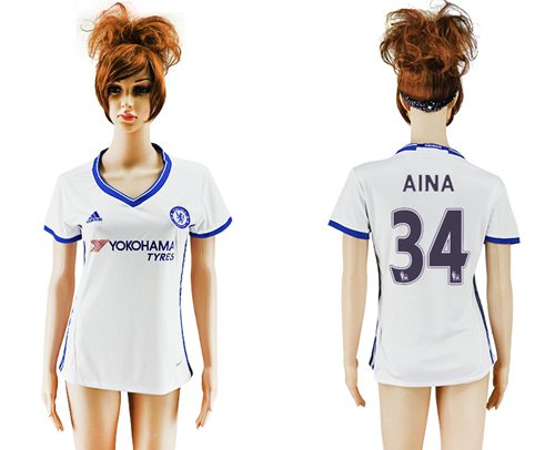 Women's Chelsea #34 Aina Sec Away Soccer Club Jersey